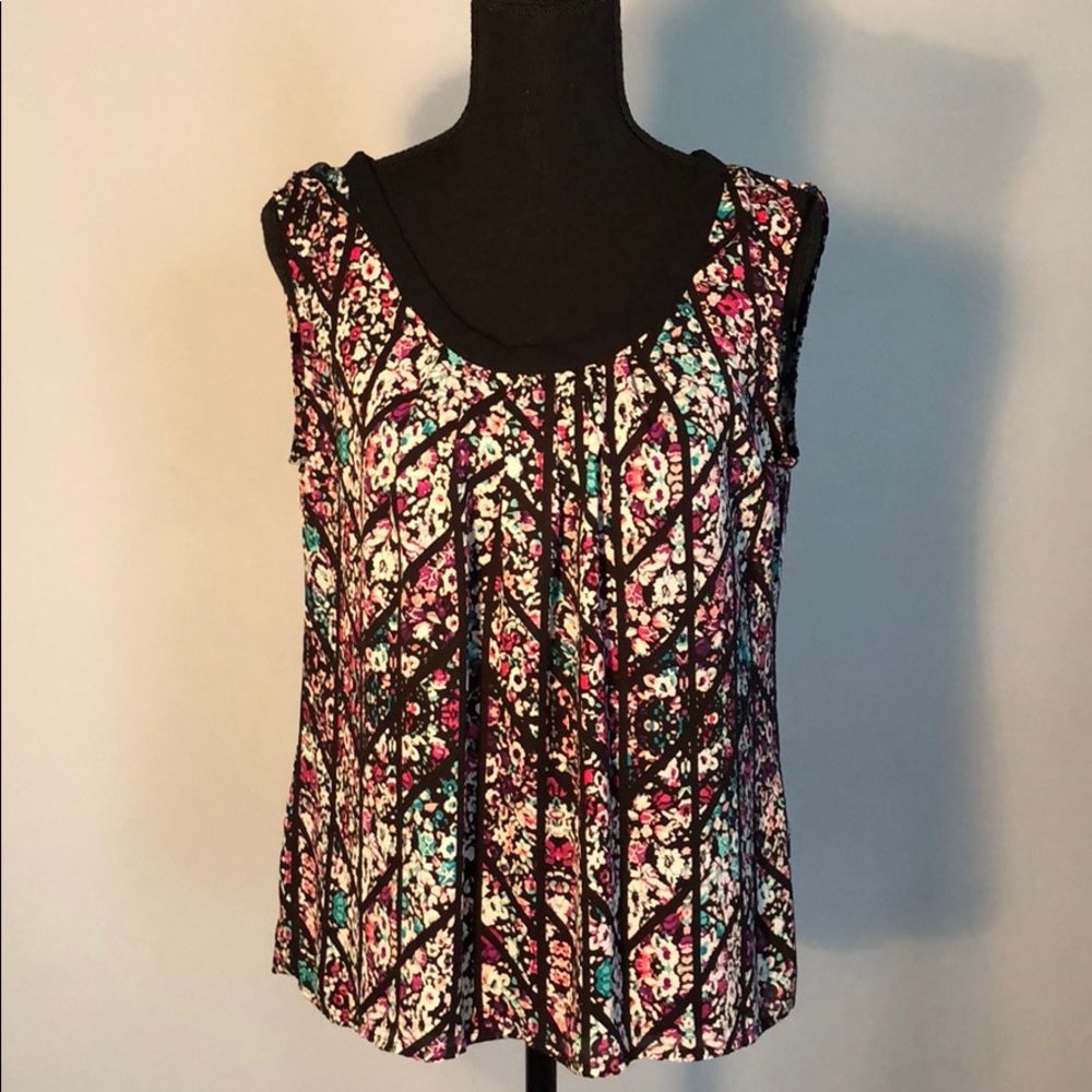 Candies floral print sleeveless blouse w/tie back
